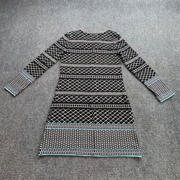 Kaari Blue Dress Womens XS Black White Geometric Button Accents Tribal Preppy - Picture 11 of 15